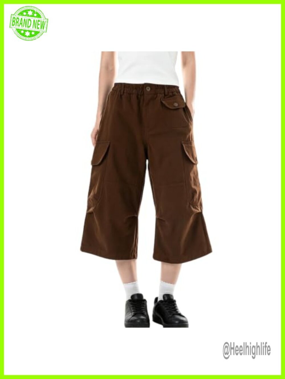Women's Cotton Baggy Cargo Capri Pants Y2K Streetwear Utility Pockets